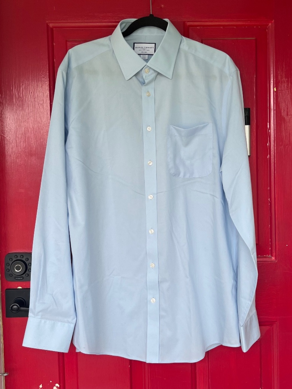 Charles Tyrwhitt Men's 17" Jermyn Street London Long Sleeve Button Up Shirt Blue